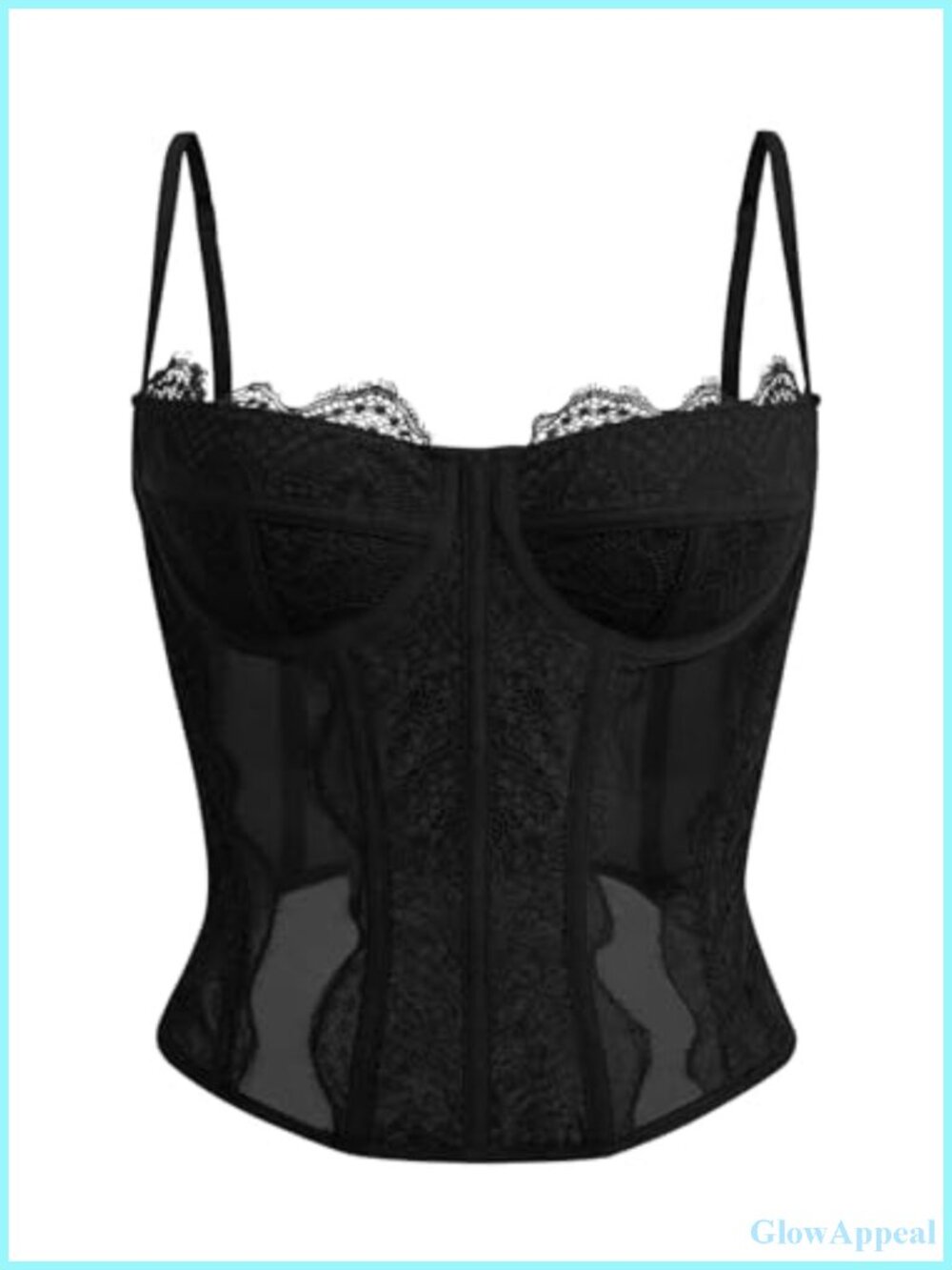 Corset Top Womens Lace Patchwork V-Neck Spaghetti Strap Backless Bustier Crop